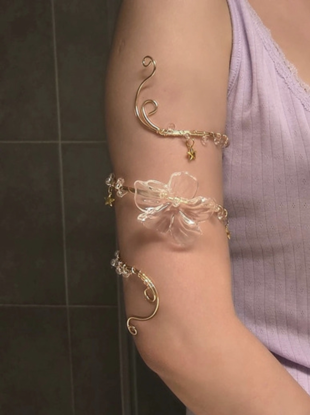 Gold-Tone Floral Statement Armcuff